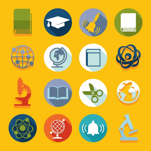 Educación Iconos planos — Vector de stock