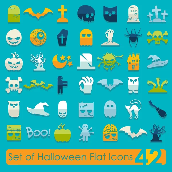 Conjunto de iconos planos de Halloween — Archivo Imágenes Vectoriales