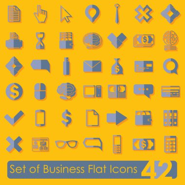 İş Düz Simgeleri Seti