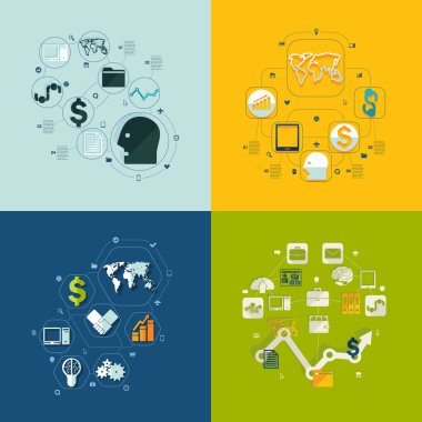 iş düz Infographic