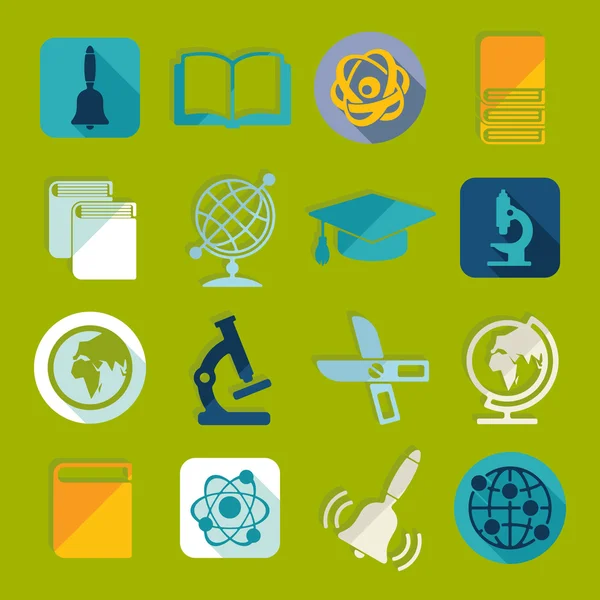 Educación Iconos planos — Vector de stock