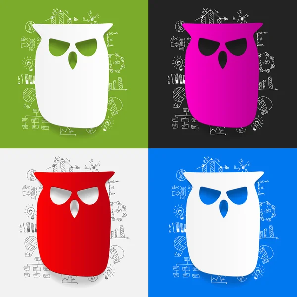 Owl icon with business formulas — Stock Vector