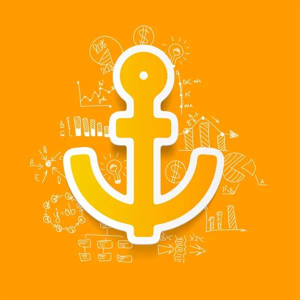 Anchor icon with business formulas — Stock Vector
