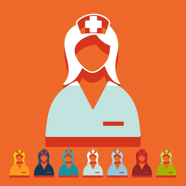 Ícones de enfermeira — Vetor de Stock