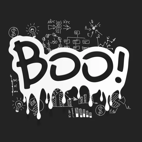 Icono Boo con fórmulas de negocio — Vector de stock