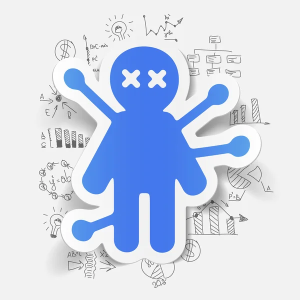 Voodoo Doll pictogram met formules zakelijke — Stockvector