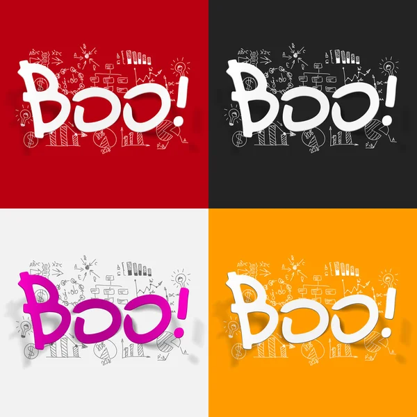 Boo icon with business formulas — Stock Vector