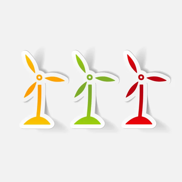 Wind turbines in realistic design — Stock Vector