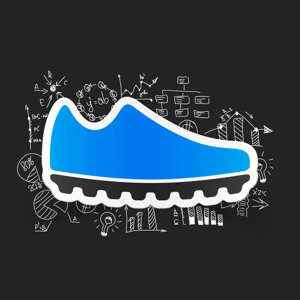 Sneakers pictogram met formules zakelijke — Stockvector