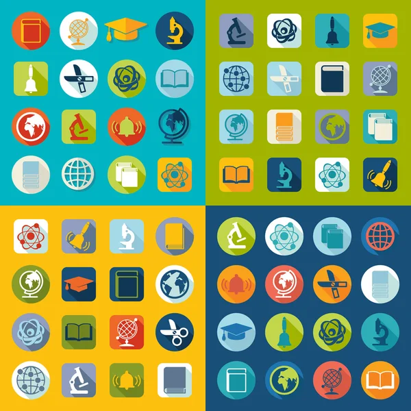 Educación Iconos planos — Vector de stock