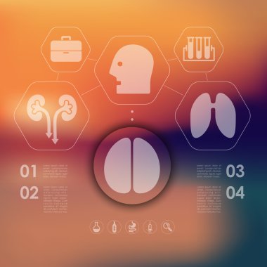 Tıbbi Infographic odaklanmamış arka plan ile