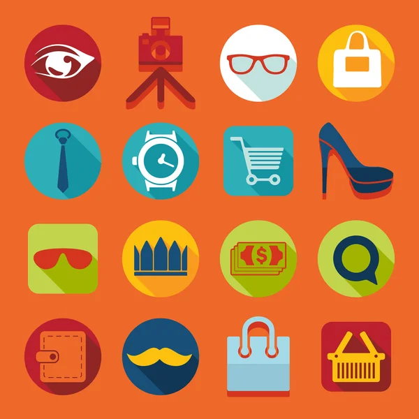 Set of fashion flat icons — Stock Vector