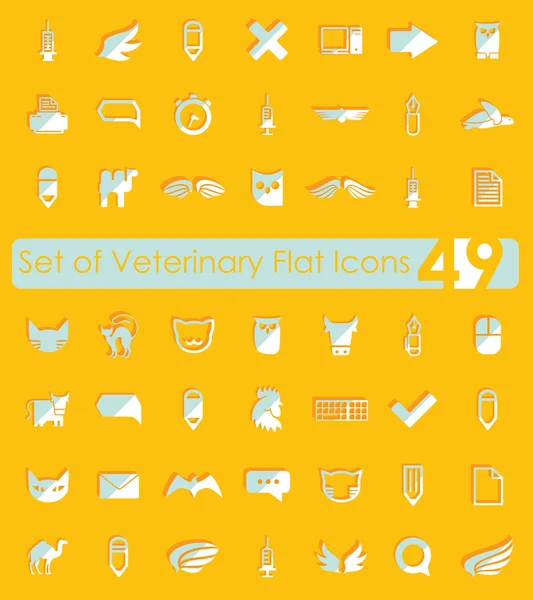 獣医のフラット アイコンのセット — ストックベクタ