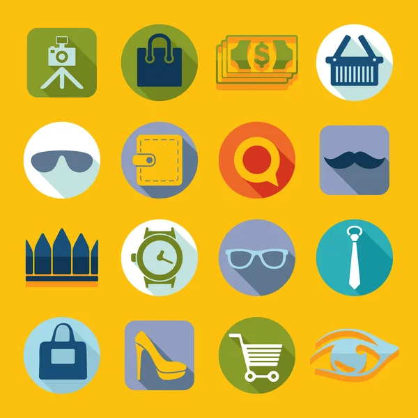 Set of fashion flat icons — Stock Vector