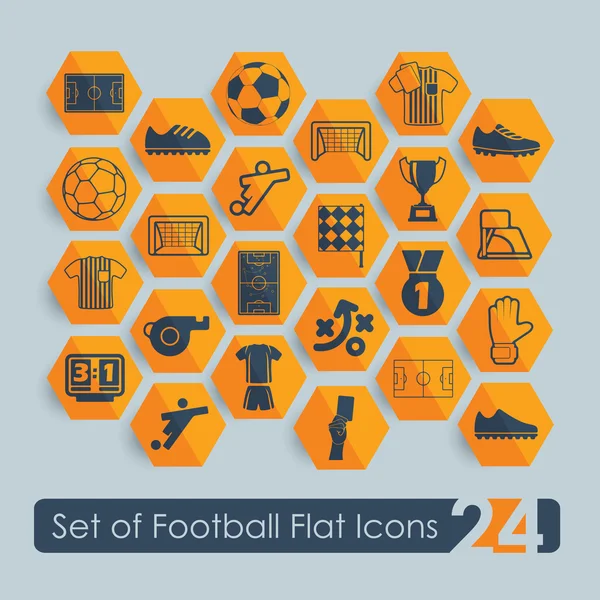 Set of football flat icons — Stock Vector