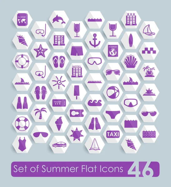 Set van zomer plat pictogrammen — Stockvector