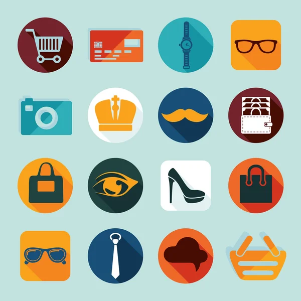 Set of fashion flat icons — Stock Vector