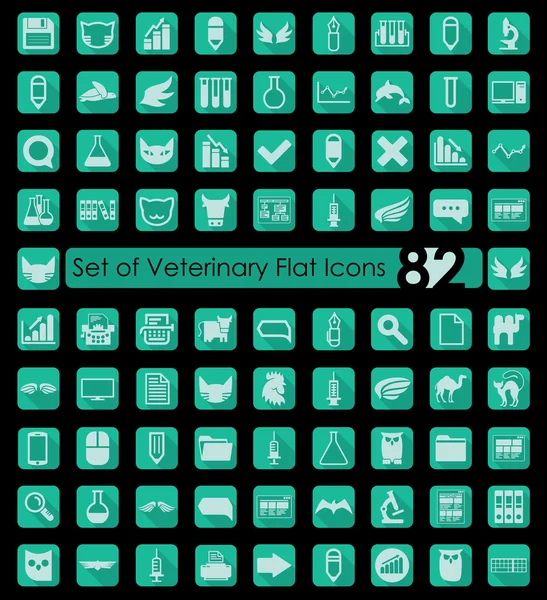獣医のフラット アイコンのセット — ストックベクタ