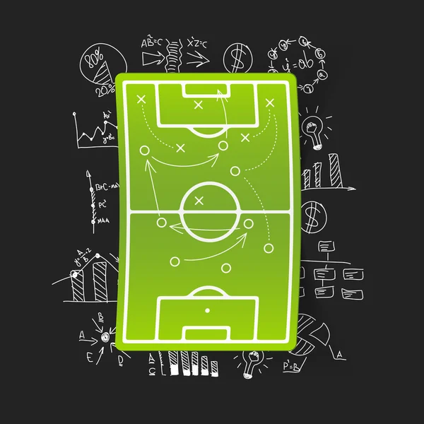 Formulas with playing field, tactics icon — Stock Vector