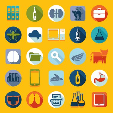 Veteriner düz simgeler kümesi