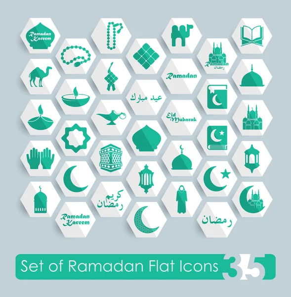 Set de iconos planos de ramadán — Archivo Imágenes Vectoriales