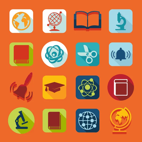 Set of education flat icons — Stock Vector