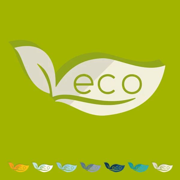 Eco σημάδι φύλλων εικονίδια — Διανυσματικό Αρχείο