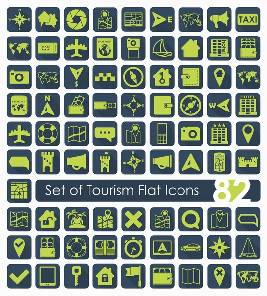 Set van toerisme plat pictogrammen — Stockvector