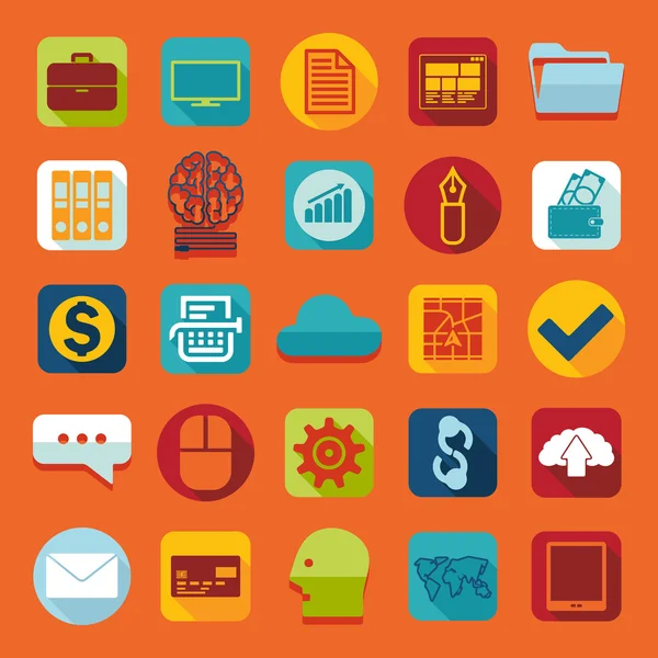 Set of business flat icons — Stock Vector