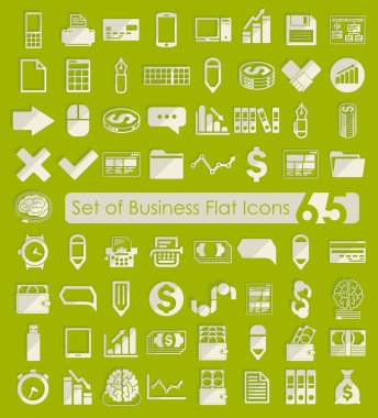 İş Düz Simgeleri Seti