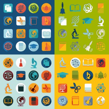 Eğitim düz simgeler kümesi