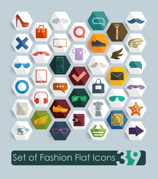 Conjunto de iconos planos de moda — Archivo Imágenes Vectoriales