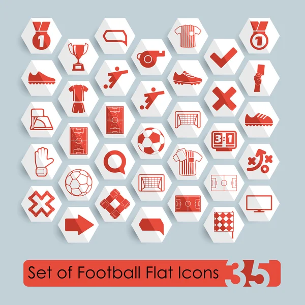 Conjunto de iconos planos de fútbol — Archivo Imágenes Vectoriales