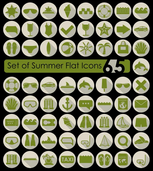 Set van zomer plat pictogrammen — Stockvector