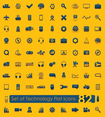 teknoloji düz simgeler kümesi