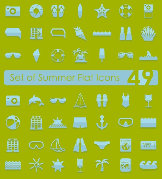 Set of summer flat icons — Stock Vector