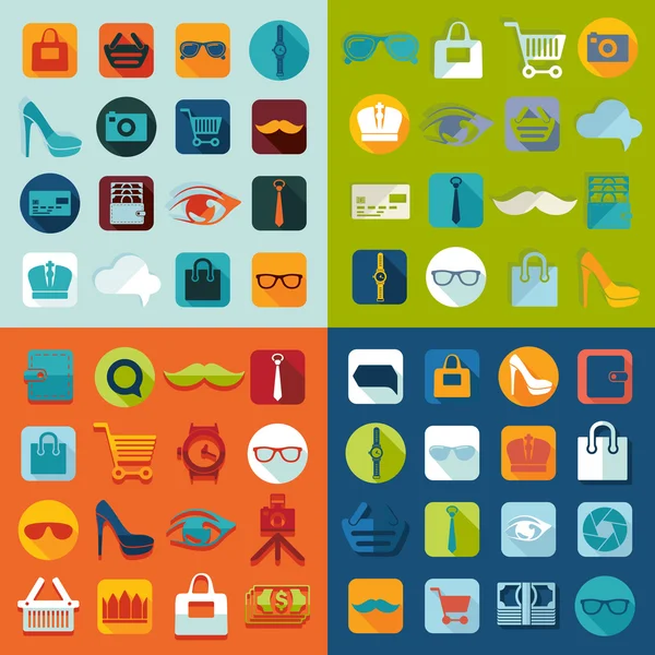 Set of fashion flat icons — Stock Vector