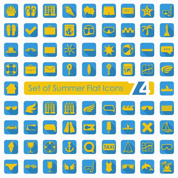 Set of summer flat icons — Stock Vector