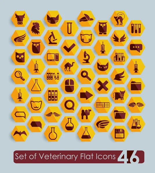Set van veterinaire plat pictogrammen — Stockvector