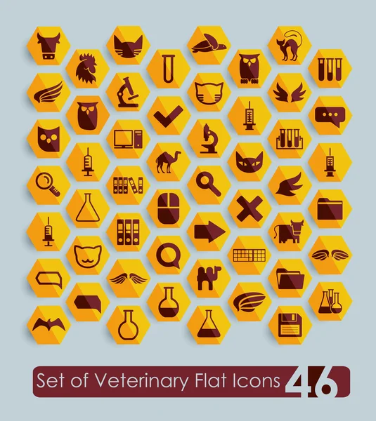 Conjunto de iconos planos veterinarios — Vector de stock