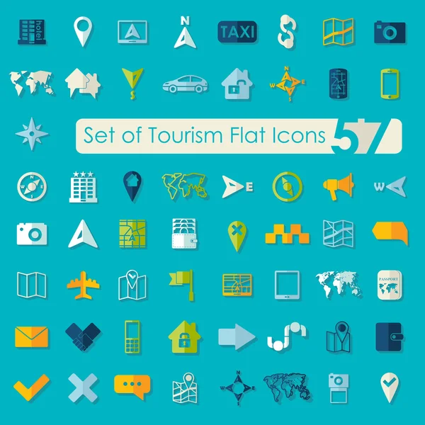 Conjunto de iconos planos de turismo — Archivo Imágenes Vectoriales