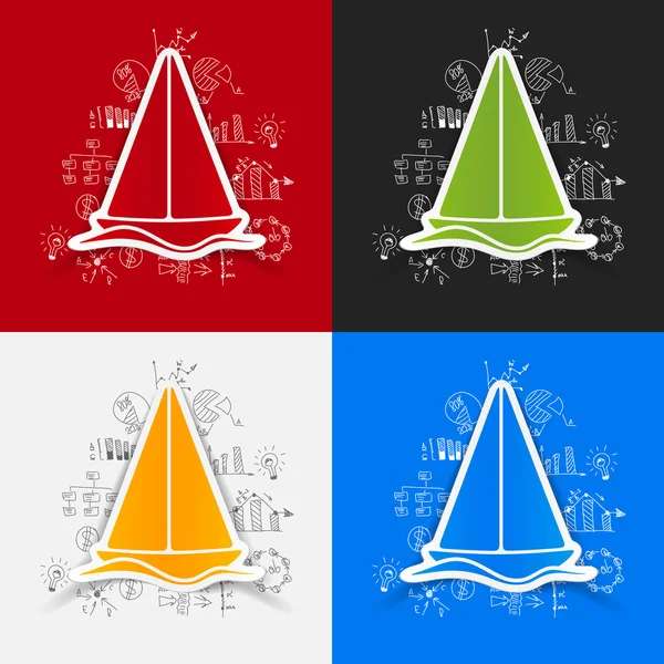 Drawing business formulas with sailboat — Stock Vector