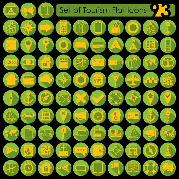 Ensemble d'icônes de tourisme plat — Image vectorielle