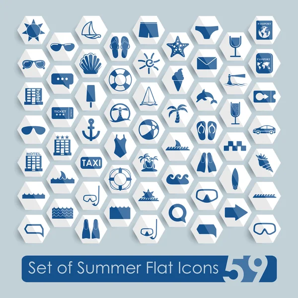 Zomer plat pictogrammen — Stockvector