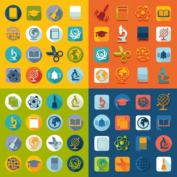 Set of education flat icons — Stock Vector