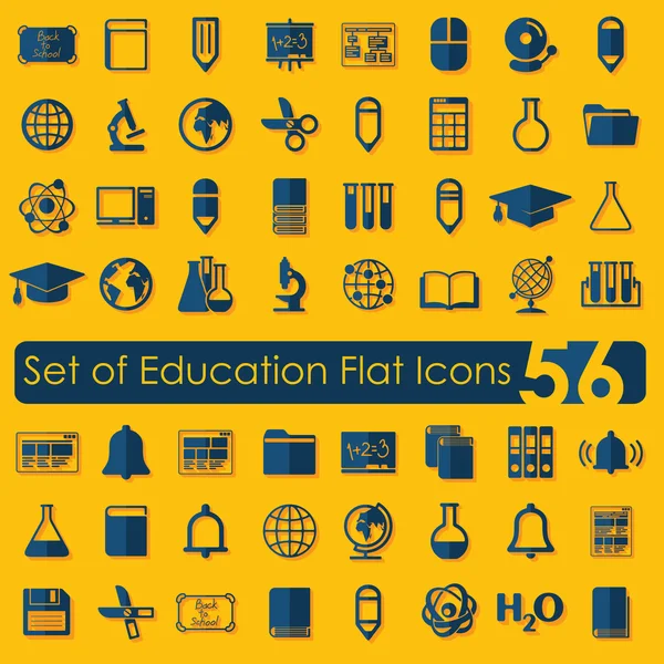 Educación Iconos planos — Vector de stock