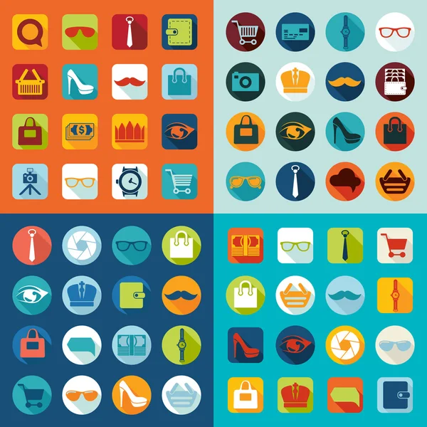 Set of fashion flat icons — Stock Vector