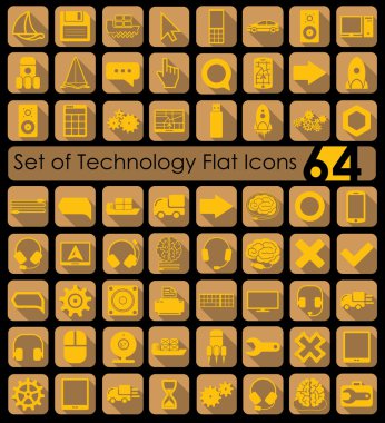 teknoloji düz simgeler kümesi