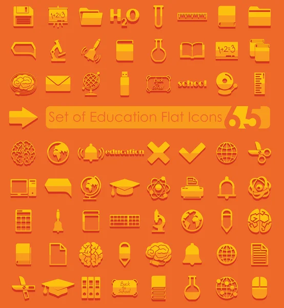 Conjunto de iconos planos de educación — Vector de stock