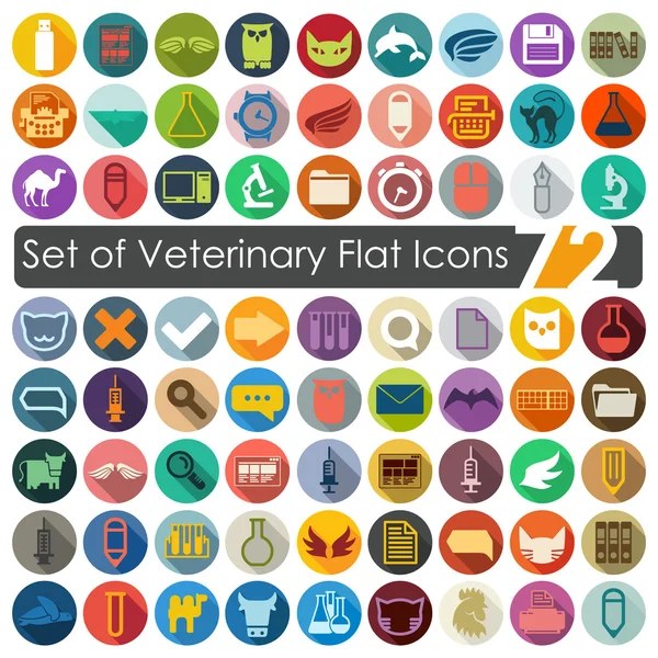 Conjunto de iconos planos veterinarios — Vector de stock